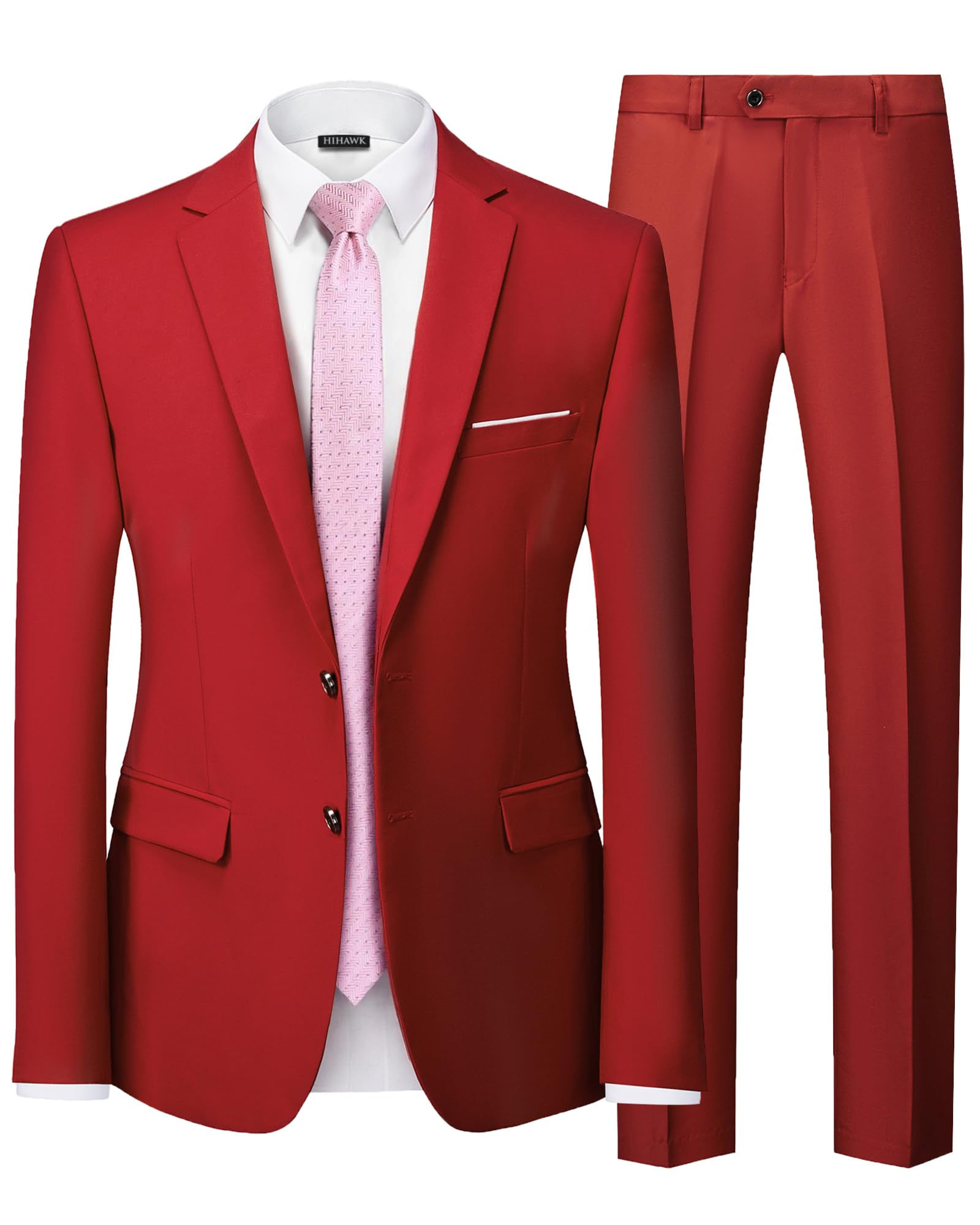 Hihawk Men's 2 Piece Slim Fit Suit with Stretch