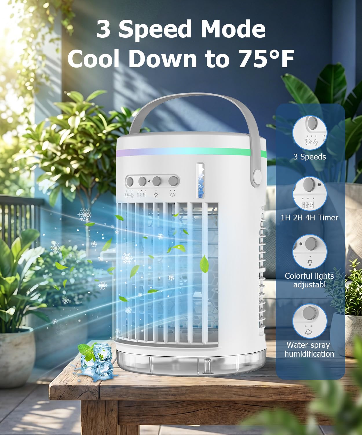 Condition photo showing New/Like New for portable air conditioners,4-in-1 portable fan?1400ml mini air conditioner air cooler fan with 3 spee