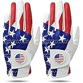 FINGER TEN Golf Gloves Men Colorful 2 Pack for Left Right Handed Golfer, Comfortable Gloves with Ball Marker for Serious Performance, Fit Size Small Medium ML Large XL