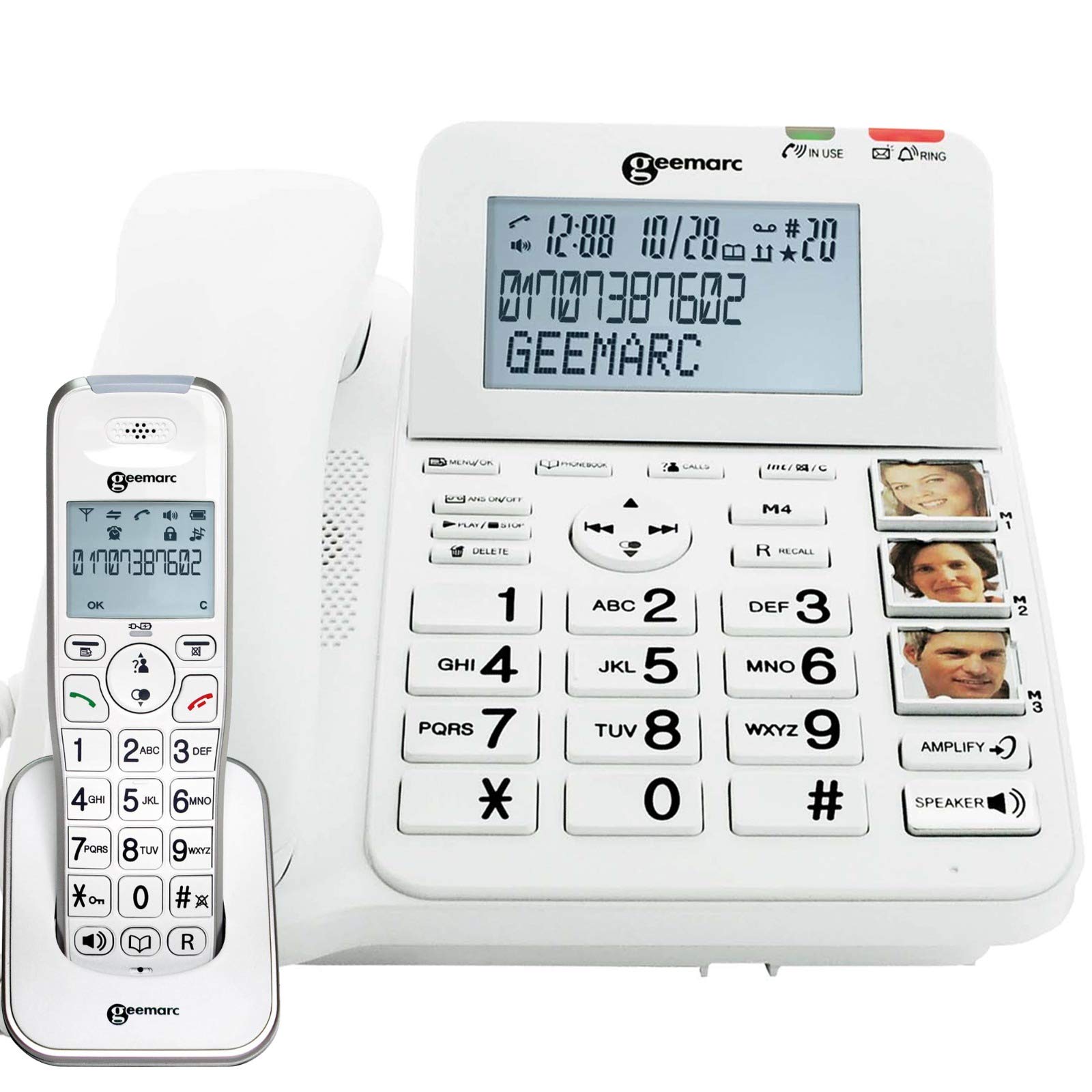 Geemarc Amplidect 295 Combi - Corded Phone + Cordless Phone - Loud Big Button & Amplified Telephone with Caller ID, & Locator Suitable for the Elderly - Hearing Aid Compatible (T-coil)