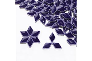 ARTLIFE HOME 100g / 140 Pieces Pieces Mosaic Tiles Diamond 1.6x0.9 * 0.4cm Ceramic Mosaic Glass Tile for Crafts Bulk DIY Picture Frames Handmade Jewelry Coasters Art Material Decoration (Dark Blue)