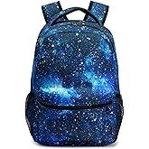 Kwlegh Dark Blue Galaxy Backpack for Kids Girls Navy-blue Universe Space Elementary School Bag Lightweight Starry Sky Child Primary Bookbags Durable Laptop Backpacks for Travel Hiking