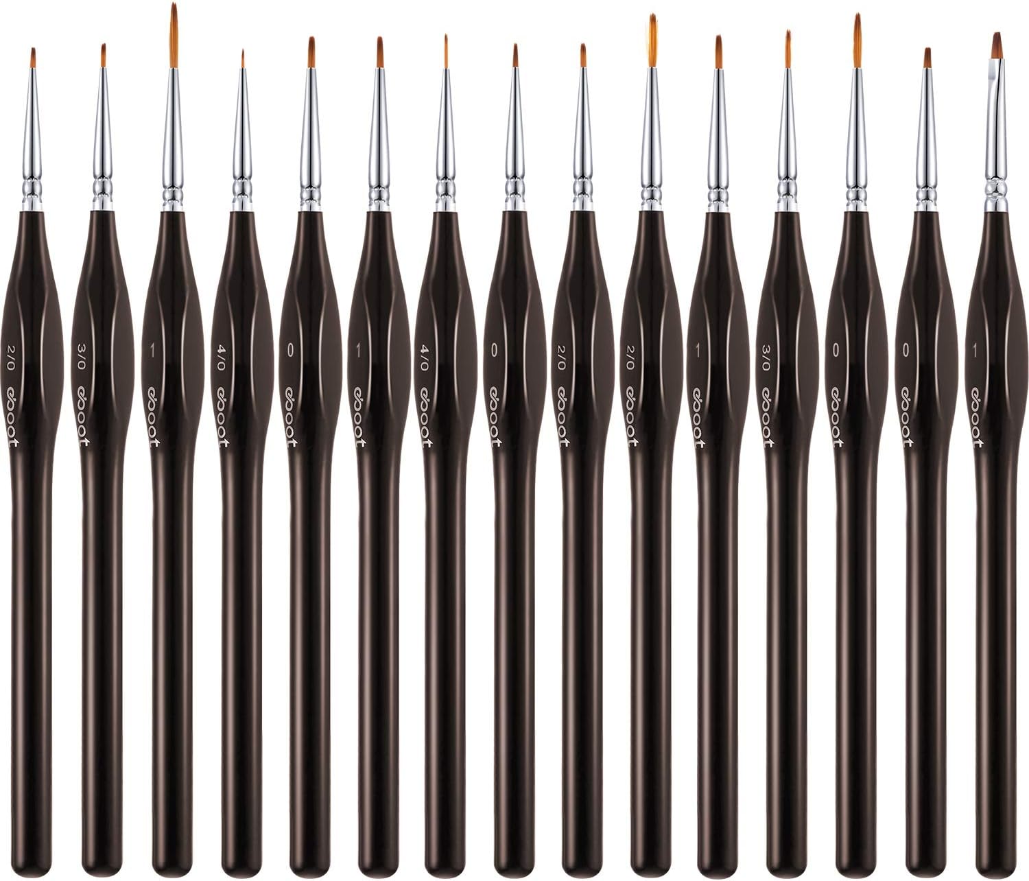 Detail Paint Brushes Set Artist Paint Brushes Painting Supplies for Art Watercolor Acrylics Oil, 15 Pieces (Brown 2)