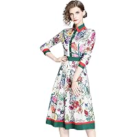 LAI MENG FIVE CATS Women's Long Sleeve Midi Dress – Puff Sleeve, Empire Waist, Flowy A-Line For Parties & Events - View #10