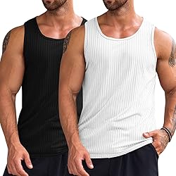 Runcati Men's Ribbed Tank Tops 2 Pack Knit