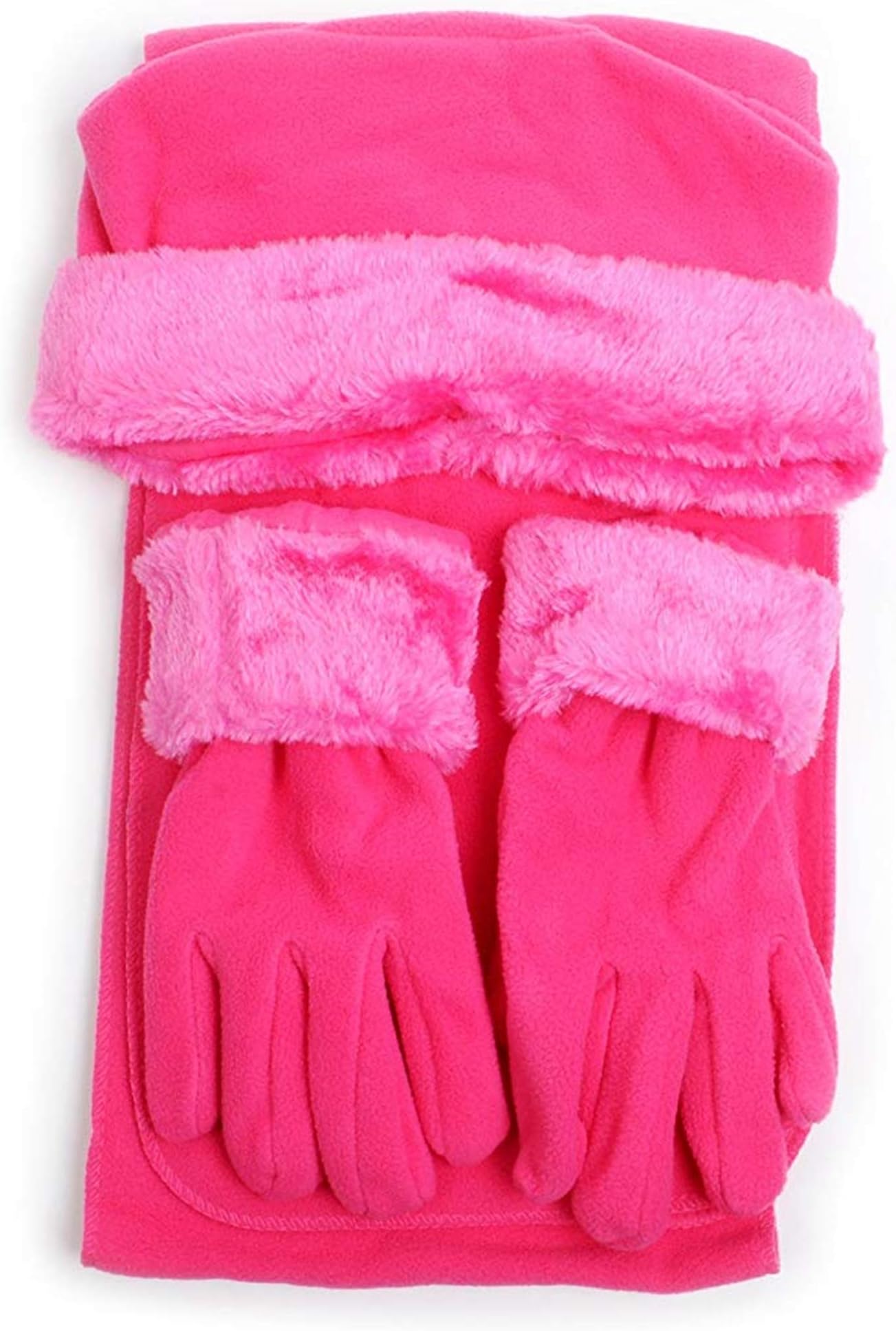 Women's Solid Polyester Fleece 3-Piece gloves scarf Hat Winter Set