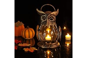 Romingo Vintage Owl Hanging Lantern for Outdoor & Indoor Party Décor Owl Gift Christmas Decoration (Tea Light Included)