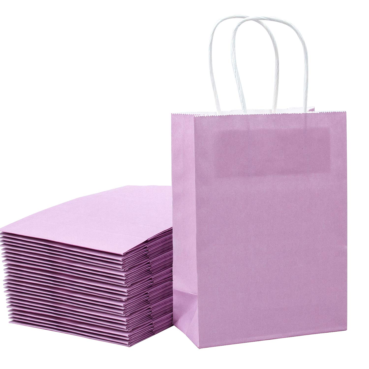 Loveinside 15x8x21 cm Paper Bags Small Kraft Purple Gift Bags Bulk with Handles for Birthday Wedding Party Favors 25pcs/ SET