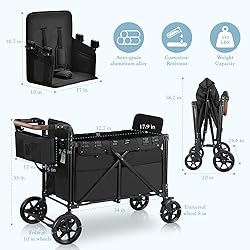 Stroller Wagon for 2 Kids with Rain Cover, High
