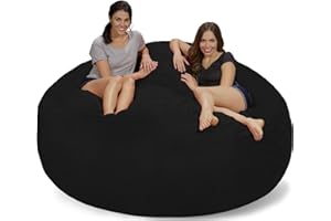 Chill Sack Bean Bag Chair: Giant 7' Memory Foam Furniture Bean Bag - Big Sofa with Soft Micro Fiber Cover - Black Micro Suede
