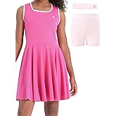 PATPAT Girls Tennis Dress Set, Athletic Dress with Headband & Bamboo Viscose Shorts with Pocket, Outfit for Golf Dance School