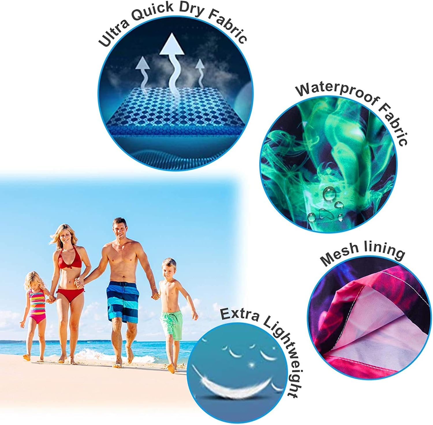 uideazone Boys Teens Swim Trunks Quick Dry Waterproof Surfing Board Shorts Drawstring Elastic Waist with Mesh Lining 5-14T: Clothing