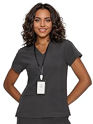 floralhue Scrub Tops for Women, Curved V-Neck Scrub