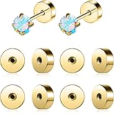 AoedeJ Stainless Steel Earring Backs Gold Flat Screw On Earrings Back Replacements Flat for Studs