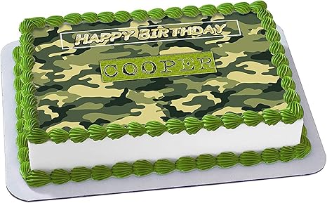 Amazon Com Camouflage Edible Cake Image Topper Personalized