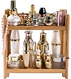 SUBEHO Bathroom Countertop Organizer, Bamboo Makeup Storage Shelf Large Capacity, Easily Organize your Cosmetics for Dresser,Vanity and Bathroom