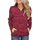 Artfish Women's Women Quarter Zip Casual Pullovers Lightweight Fleece Sweatshirts with Pockets
