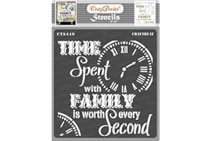 CrafTreat Quote Stencils for Painting on Wood, Canvas, Paper, Fabric, Floor, Wall and Tile - Family Time - 6x6 Inches - Reusable DIY Art and Craft Stencils - Family Stencils for Painting on Wood