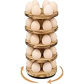 HOMELYSTBO Wooden Fresh Egg Holder Countertop, 5 Layer Rotating Countertop Egg Holder for Fresh Eggs, Stackable with 30 Eggs for Countertop Kitchen, Pine