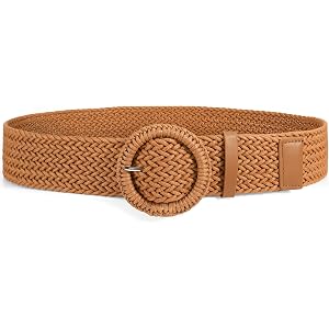 WHIPPY Wide Woven Belt for Women Rattan Braided Waist Belt Fashion Boho Straw Raffia Belt for Dresses