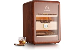 JINJUNYE Cigar Humidors Cabinet for 200 Cigars, Cigar humdiidor Box with Digital Hygrometer, Spanish Cedar Lining 2 Shelves 1 Drawer Cabinet Humidor for Cigars, Great Idea Gift