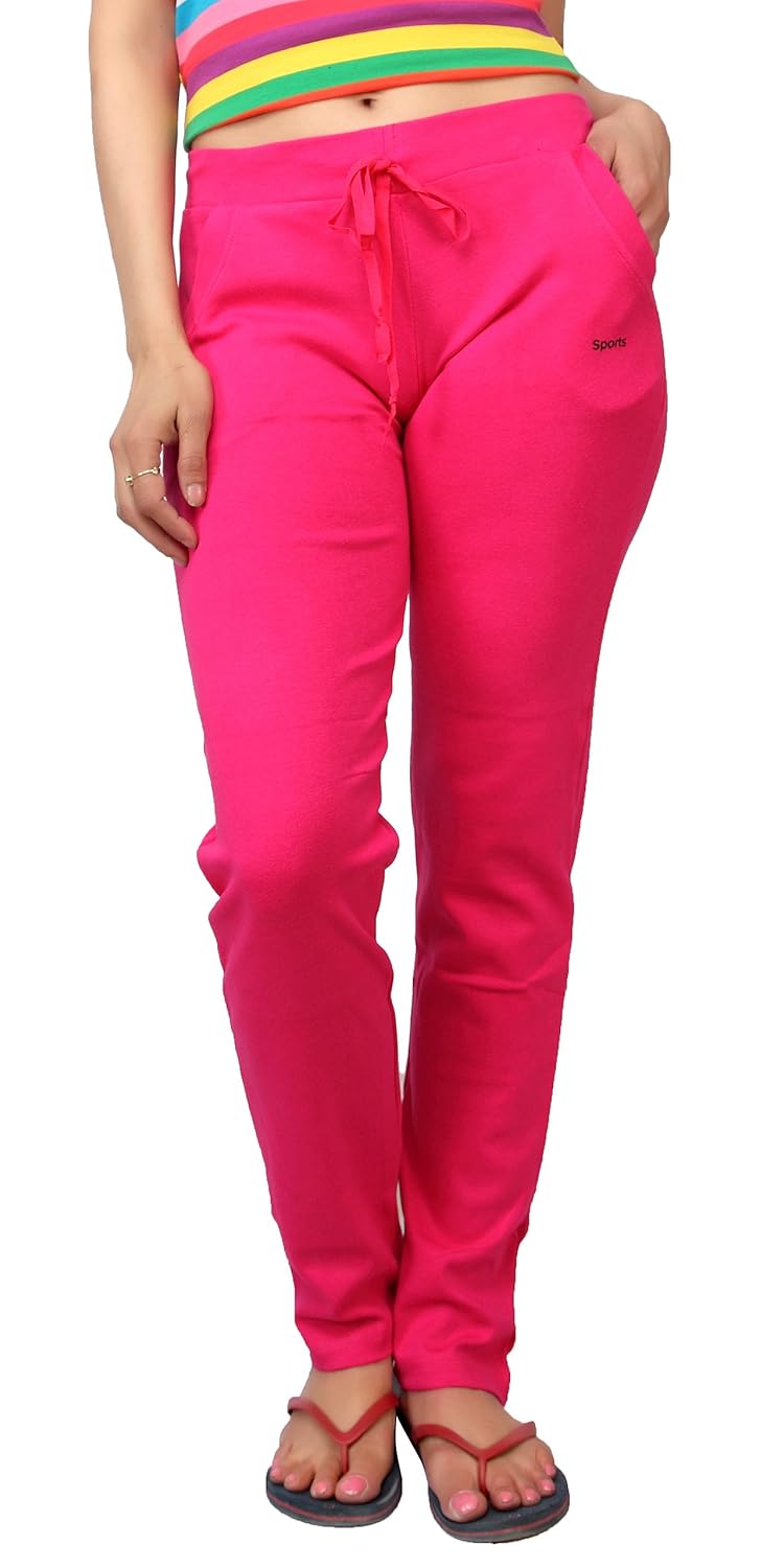 comix women cotton hosiery fabric comfort fit full length plain track pants