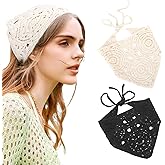Maahongh 2 PCS Crochet Headband, Crochet Bandanas for Women, Hair Scarf Headbands, Cute Headbands, Headscarf