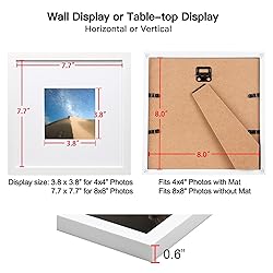 KINLINK 8x8 Picture Frames White, Photo Frames with