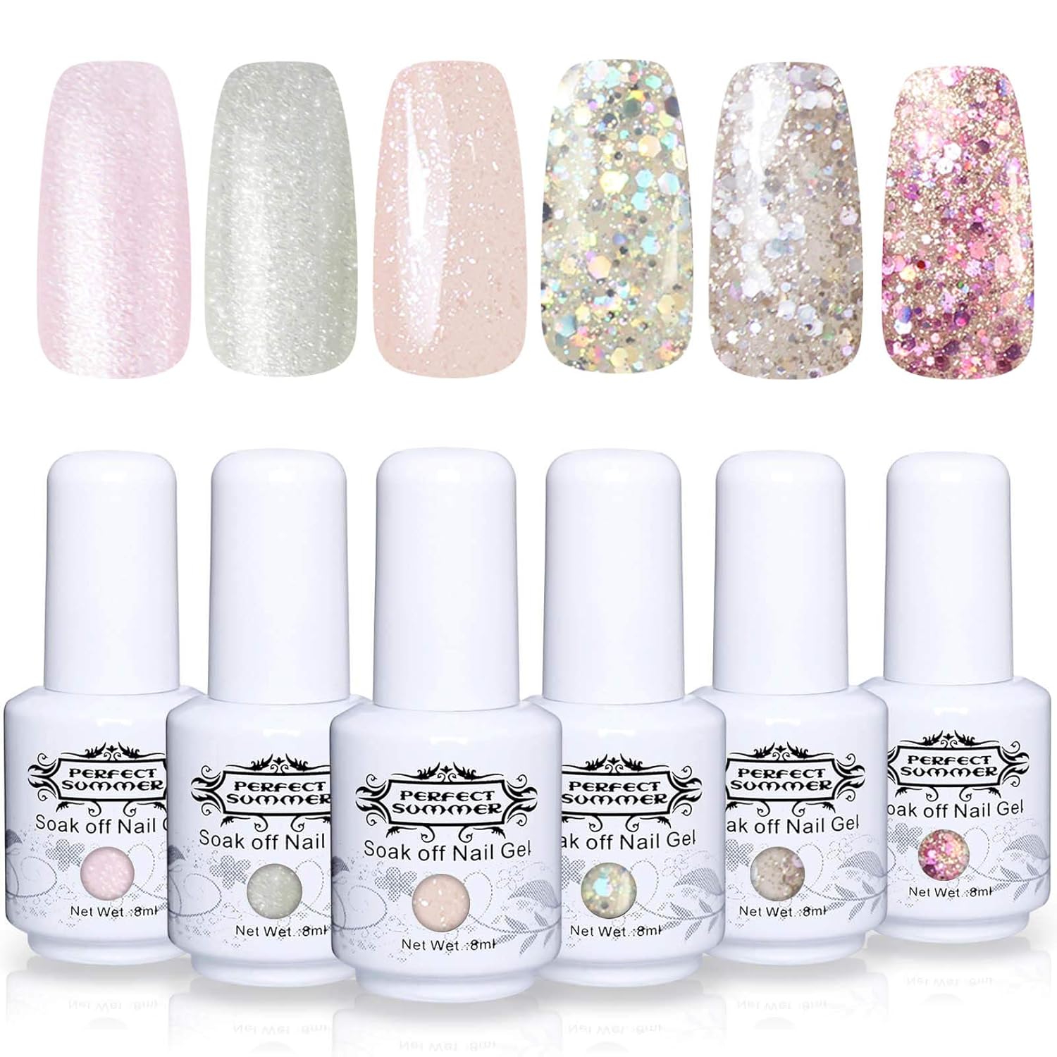 Amazon Com Perfect Summer Popular Glitter Gel Polish Color 6pcs Amazon Com Perfect Summer Popular Glitter Gel Polish Color 6pcs