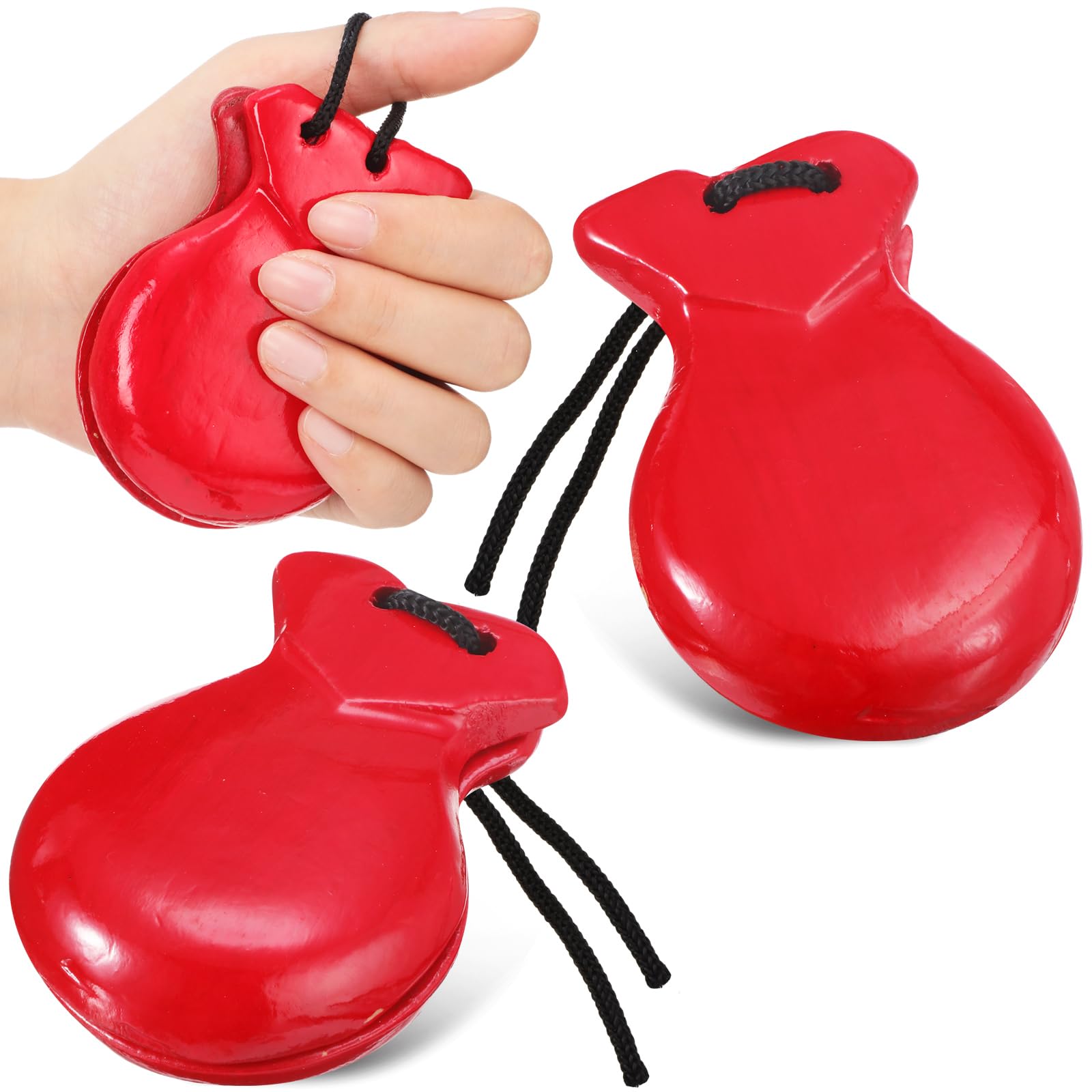 Photo 1 of Motionchic 2 Pack Spanish Castanets Flamenco with String Traditional Wood Hand Percussion Castanets 