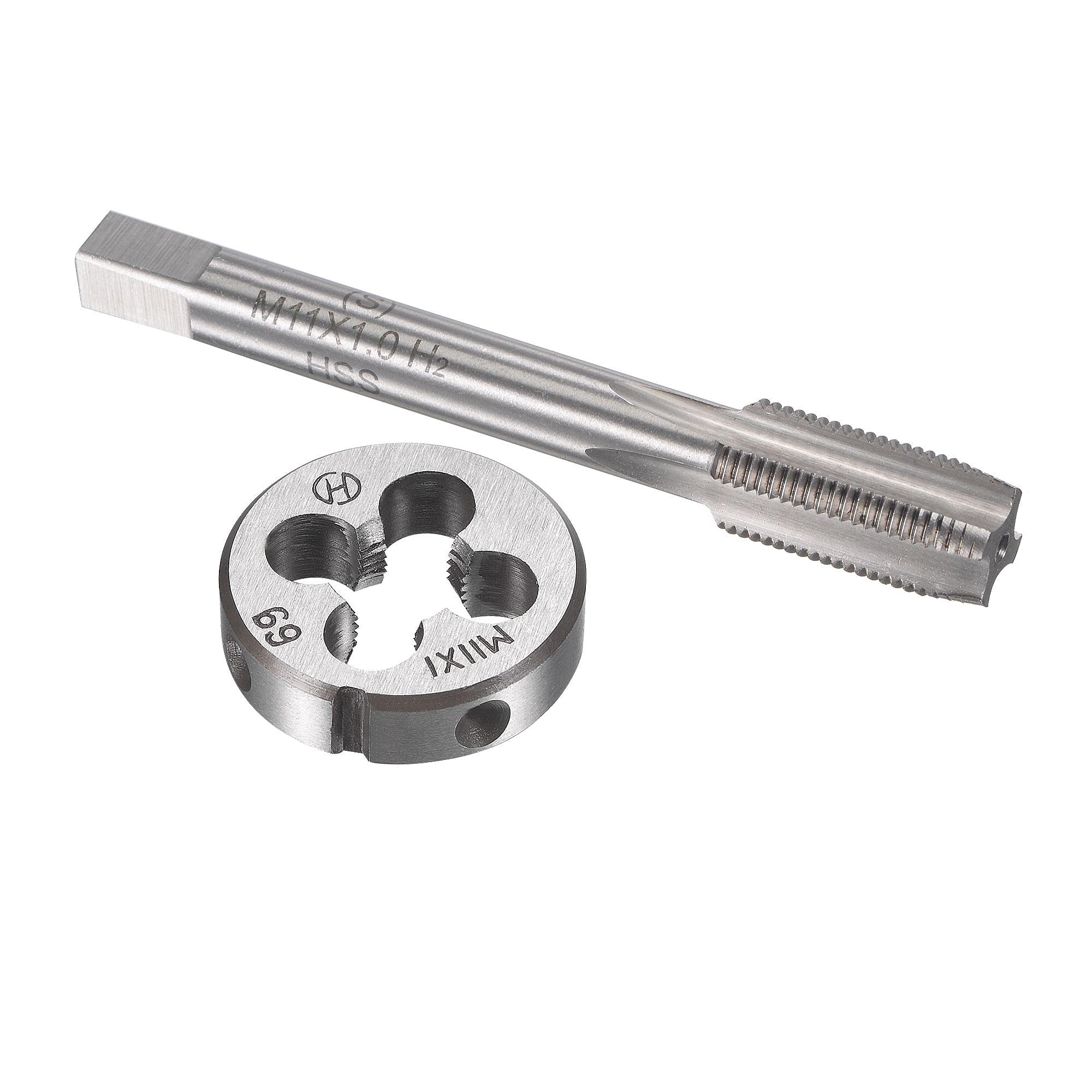 sourcing map M11 x 1mm Metric Tap and Die Set, Machine Thread Screw Tap with Round Threading Die, Tap & Die Kit for Nut Screw Bolt Thread Repair