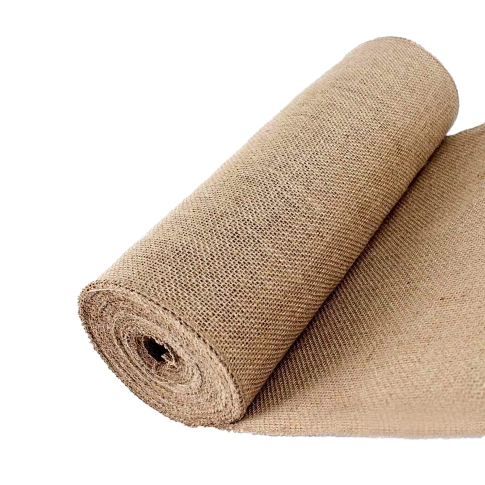 160CM Roll Upholstery Fabric Natural Jute Hessian Burlap Cloth Craft Wedding Party Table Runner Rustic Table Decoration (1 Pack)