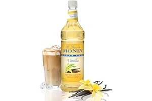 Monin - Sugar Free Vanilla Syrup, Great For Flavoring Coffee, Shakes, And Cocktails (1 Liter)