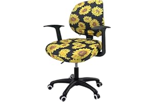 YOXEULL Office Chair Cover Computer Desk Chair Covers Stretchable Anti-Dust Universal Split Rotating Swivel Chair Slipcover Protector 2 Piece, Sunflower Flowers, Office Gift for Women Men