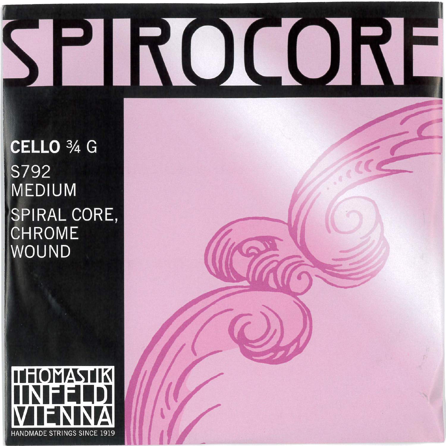 Thomastik single string for cello 3/4 Spirocore - G string spiral rope core, chrome wound, medium
