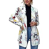 Floerns Women's Casual Long Sleeve Graphic Colorful Blazer Work Suit Jackets