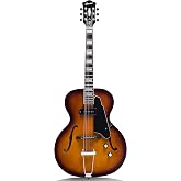 GROTE Jazz Electric Guitar Hollow Body Chrome Hardware P90 pickup (Vintage Sunburst)