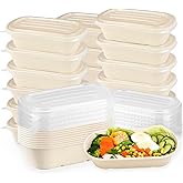 Cheardia 50 Pack Take Out Food Containers with PP Lid, 23 oz Disposable Cardboard Meal Prep Containers Bagasse Paper Bowls Soup Serving Bowls for Salad, Leftovers