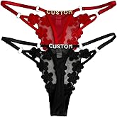 ANLINGOO 2-Pack Custom Thongs name,personalized G-strings underwear for women phrases adjustable waistband Design
