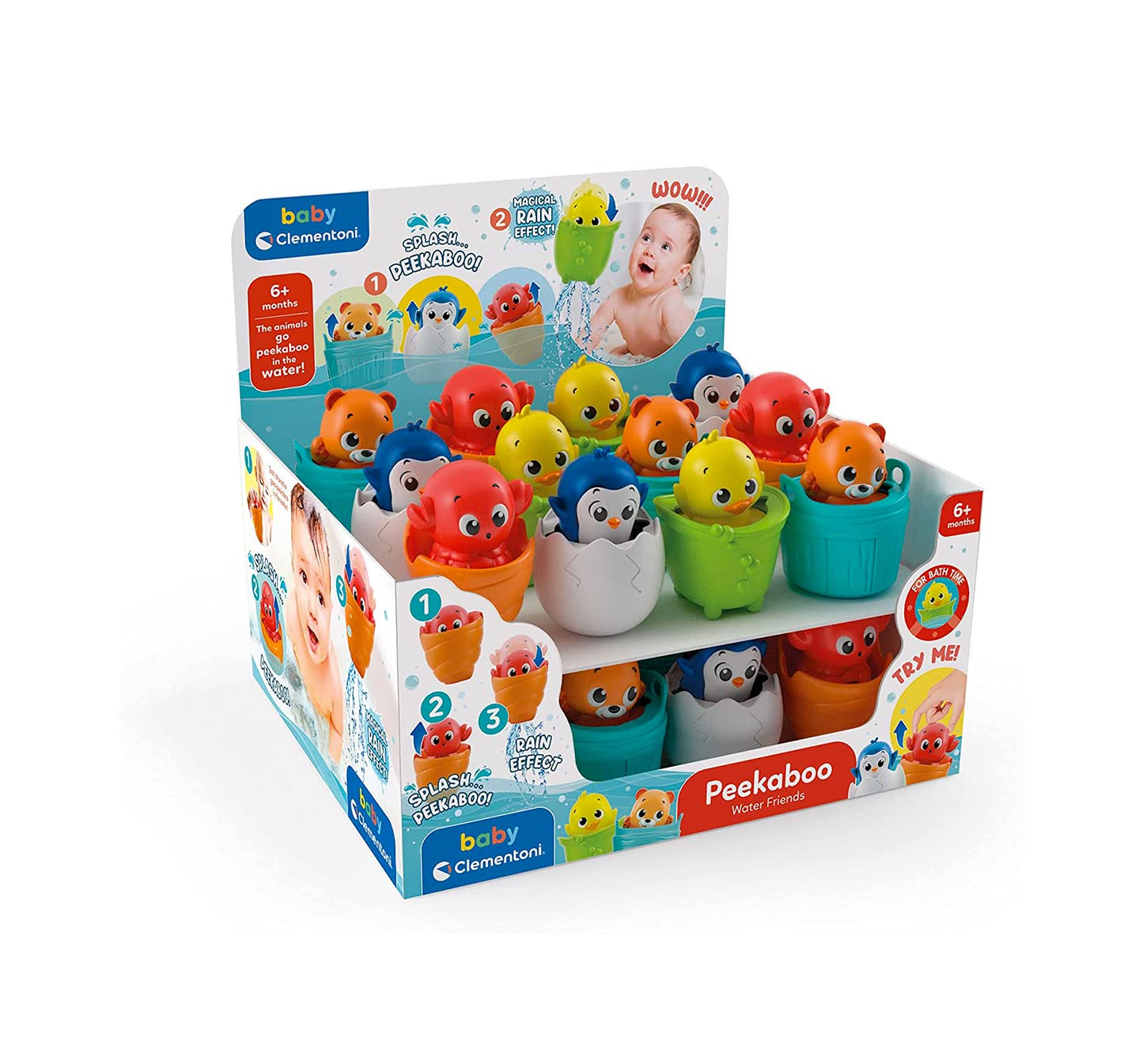 Clementoni 17655 Wasser-Freunde Bath Fun, Motor Skills Toy, Baby Toy, 1 Bath Toy for Toddlers from 6 Months (Assorted), Multi-Colour, One Size