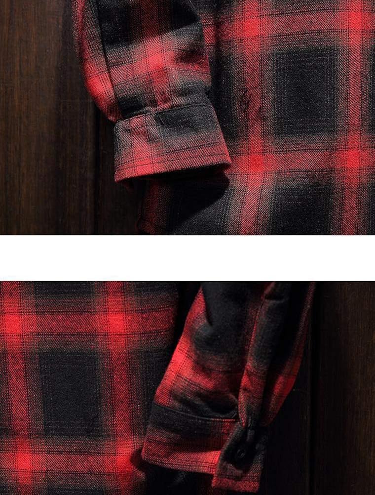 Lavnis Men's Plaid Hooded Shirts Casual Long Sleeve Lightweight Shirt Jackets at  Men’s Clothing store