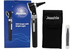 Jeashia Otoscope Ear Infection Detector with Bright LED Light, Portable Scope for Kids/Adults, Clinical & Pet Use (Black)