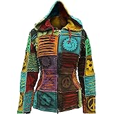 Shopoholic Fashion Slashed Patchwork Pixie Hippie Hoodie Jacket for Women, Lightweight Zip Up Sweater Cardigan