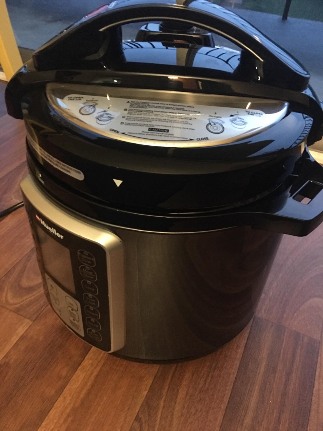 17/mo Finance Mueller 6 Quart Pressure Cooker 10 in 1, Cook 2 Dishes at Once, Tempered Glass