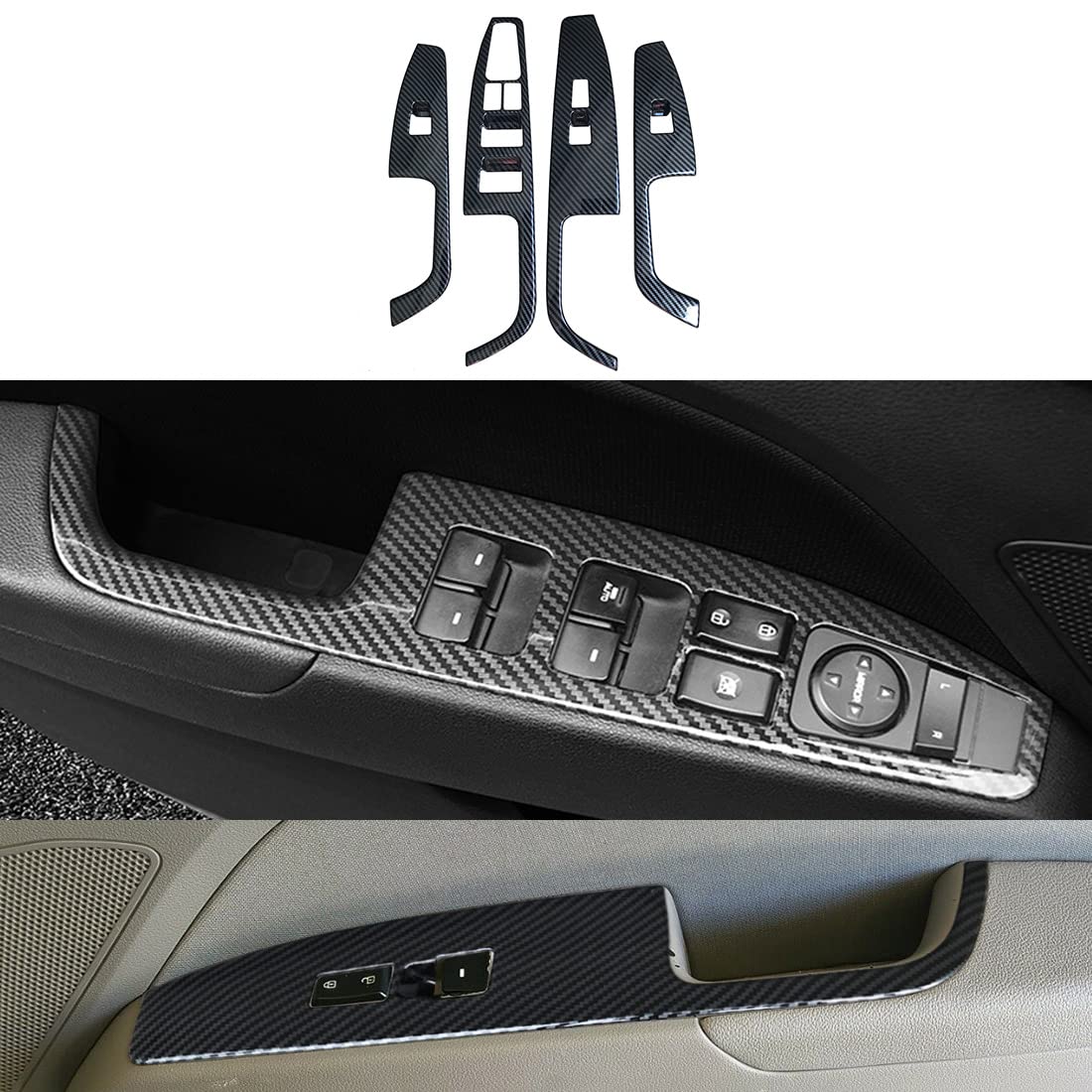 ruihe 4pc Carbon Fiber Color Automobile Door Window
