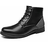 Ahico Men's Chukka Boots Classic Lace-Up Ankle Boots Fashion Leather Zipper Boots Casual Dress Boots