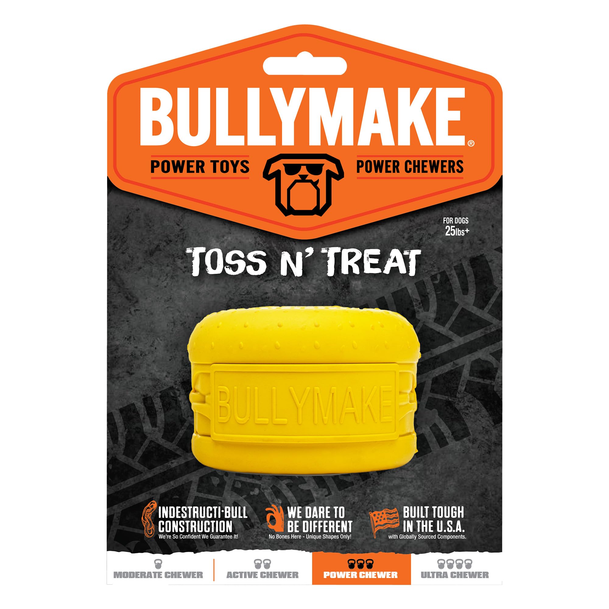 BULLYMAKE – Cheeseburger Rubber Chew Toy for Dogs – Rubber Toy for Dogs – Made in USA – Treat Stuffing Toy