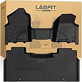 LASFIT Floor Mats for Ram 1500 Crew Cab 2019-2024 Bench Seat (NOT for Bucket Seat) with Rear Under-Seat Factory Storage 4 Full Size Doors, All Weather TPE Custom Fit 1st & 2nd Row, Black
