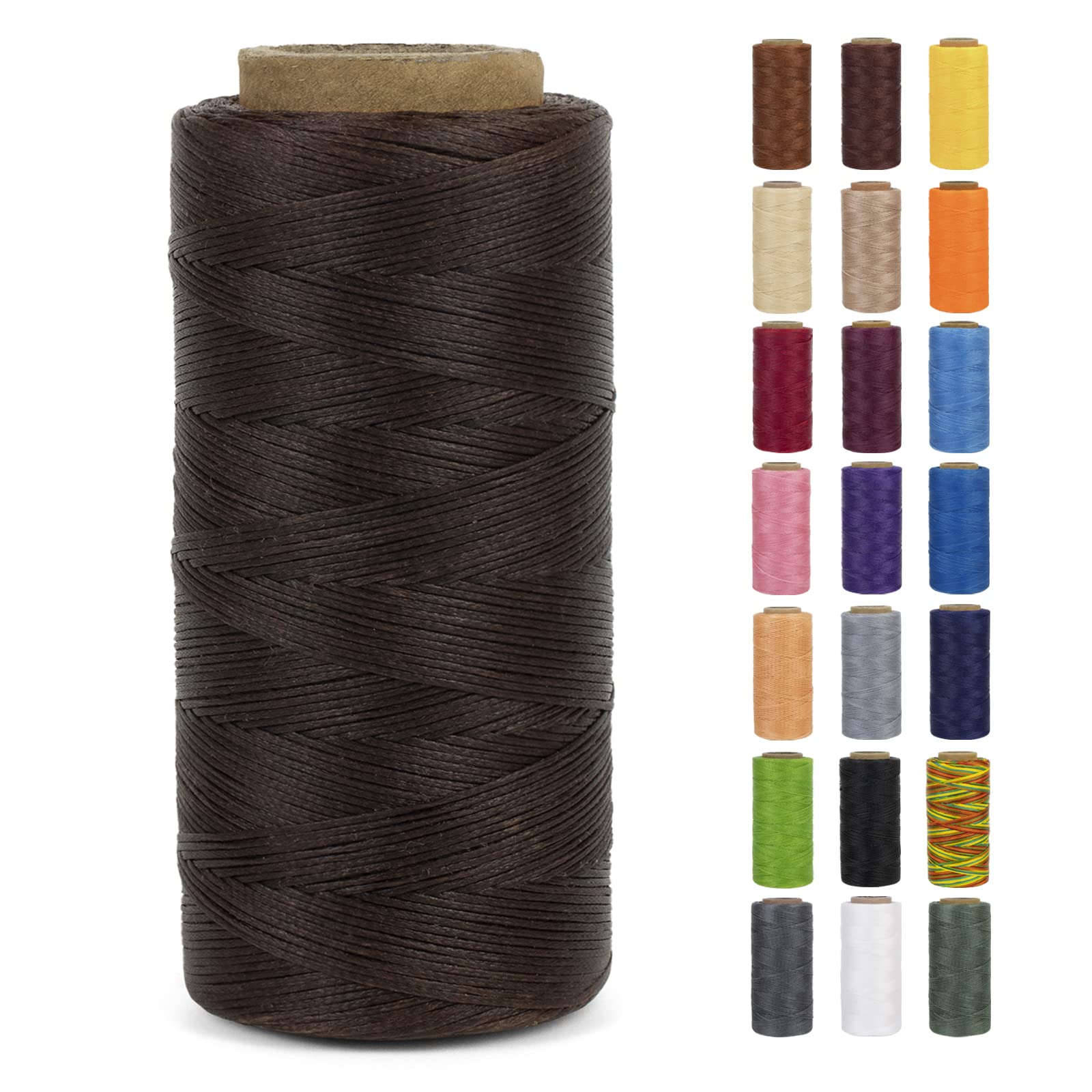 LEREATI Waxed Thread, 284 Yards 150D 0.8mm Leather Sewing Thread Flat Waxed Cord, Leather Repair Weave String for Leather Stitching Sewing, Bookbinding, Bracelets, DIY Crafts (Light Coffee)