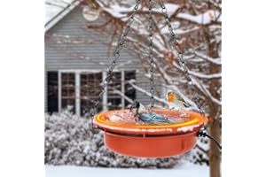 EGOMYRON Heated Bird Bath for Outdoor, Thermostat Control Hanging Heated Bird Baths Deicer for Winter Garden Yard